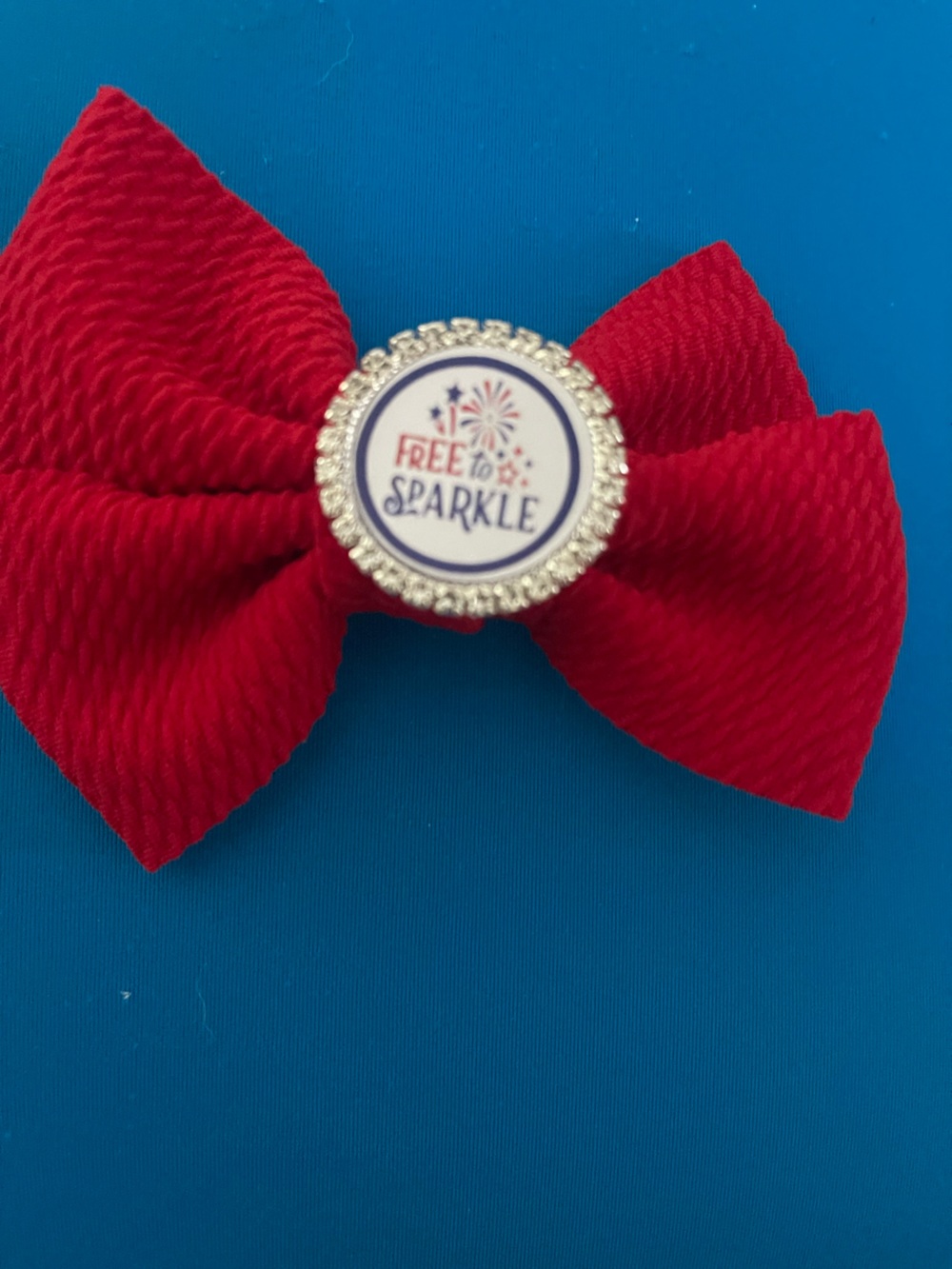 Red 'Free to Sparkle' Decorative Hair Bow